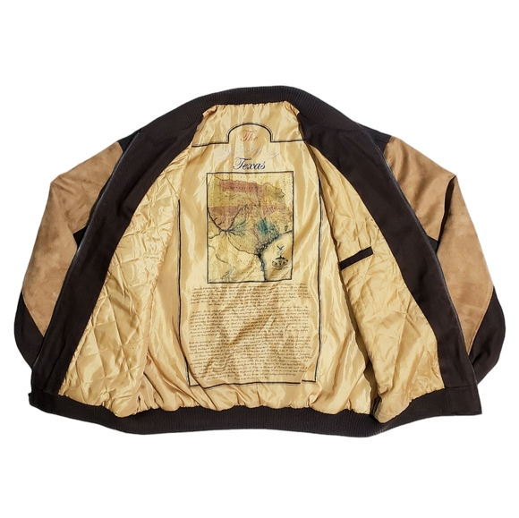 Bradford Exchange History of Texas Mens Varsity Twill Jacket Brown Size Medium - Picture 3 of 11